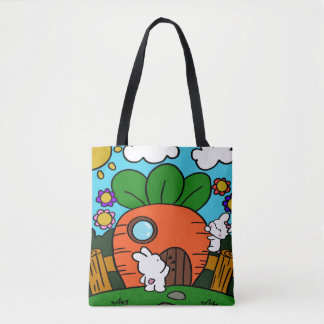 bunny house tote bag
