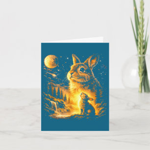 Bunny howling to the moon vintage 90s animal card
