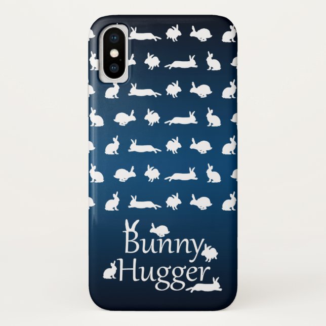 Bunny Hugger iPhone X Case (Dark/Light Blue) (Back)