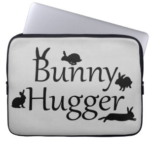 Bunny Hugger Laptop Sleeve (Light Grey)