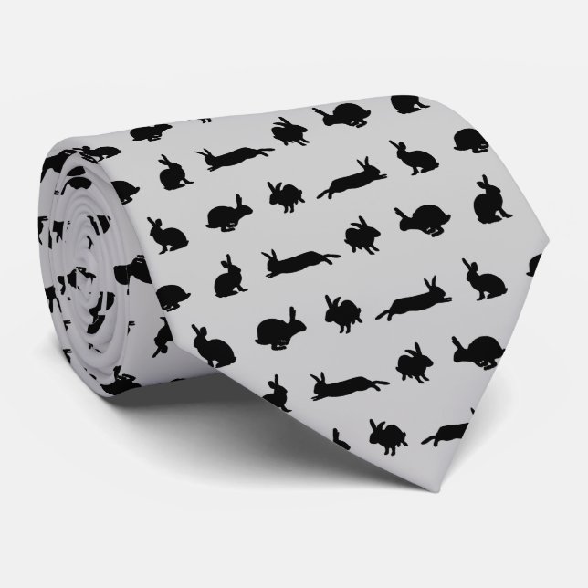 Bunny Hugger Tie (Light Grey) (Rolled)