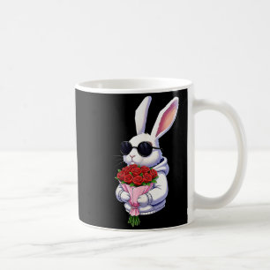 Bunny Hugging Valentine Flower Bunny  Coffee Mug