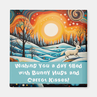 Bunny hugs and carrot kisses magnet