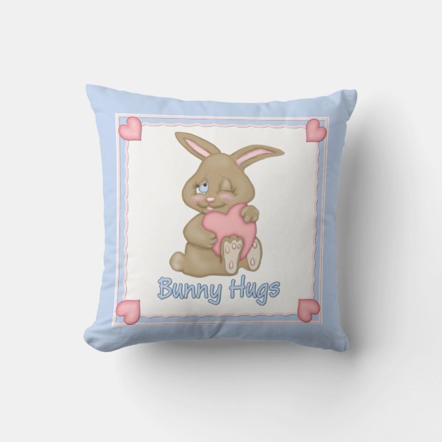 Bunny Hugs Blue Cushion (Front)