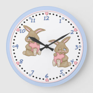 Bunny Hugs Large Clock