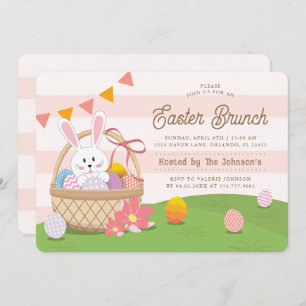 Bunny In A Basket Easter Brunch Holiday Invitation