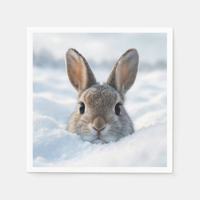 Bunny In a Deep Snowdrift Napkin (Front)