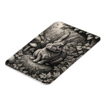 Bunny in a mushroom garden