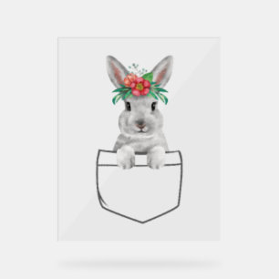 Bunny in a Pocket Easter Rabbit Acrylic Sign