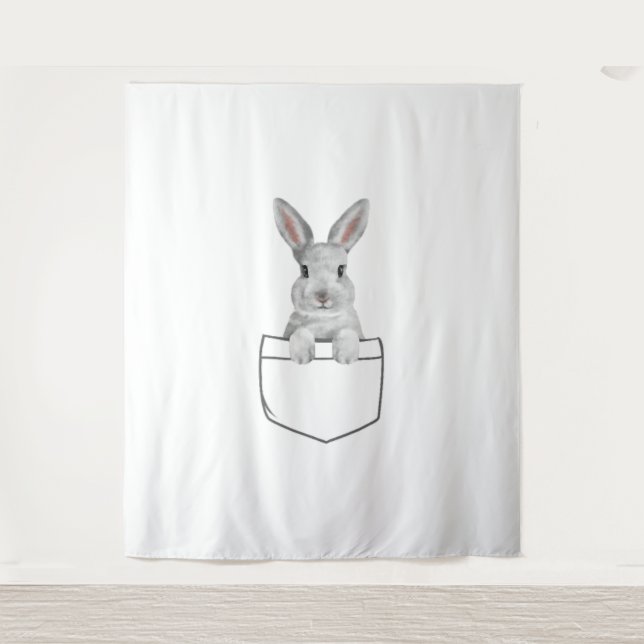 Bunny in a Pocket Funny Easter Bunny Tapestry (Front)