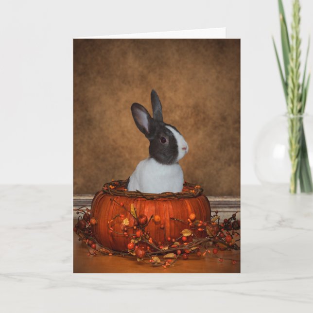 Bunny In A Pumpkin Card (Front)