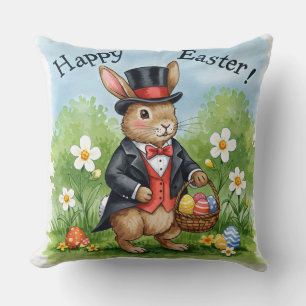 Bunny in a Tailcoat and Top Hat Cushion
