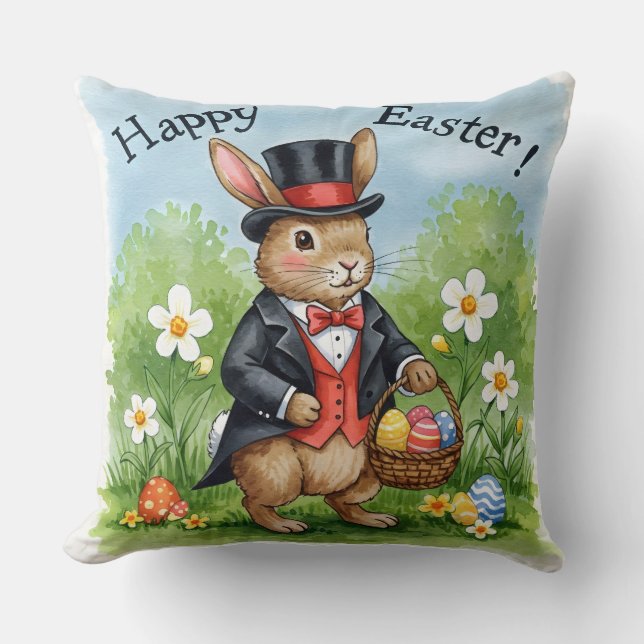 Bunny in a Tailcoat and Top Hat  Cushion (Front)