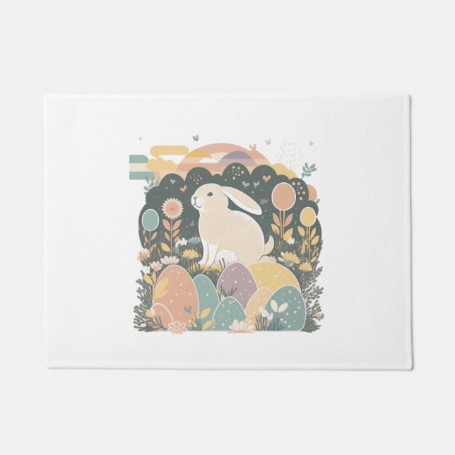 Bunny in Field of Eggs Doormat (Front)