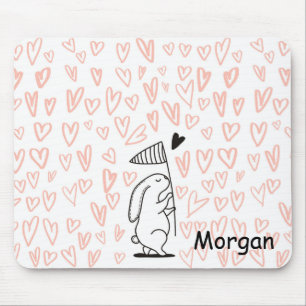 Bunny In Love   Monogram Mousepad