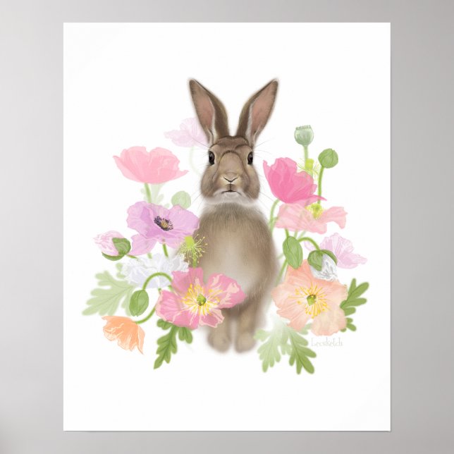 Bunny in Poppies (Pastel) Poster (Front)