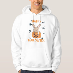 Bunny In Pumpkin Cute Bunnies Happy Halloween Hoodie
