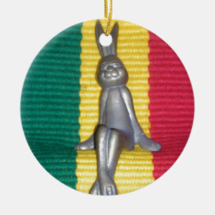 Bunny in Rasta Colours: A Touch of Groovy Art Prin Ceramic Tree Decoration