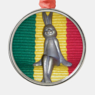 Bunny in Rasta Colours: A Touch of Groovy Art Prin Metal Tree Decoration