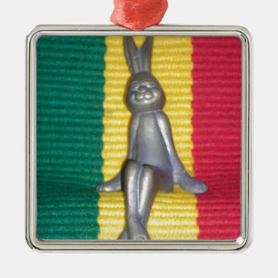 Bunny in Rasta Colours: A Touch of Groovy Art Prin Metal Tree Decoration
