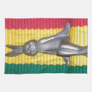 Bunny in Rasta Colours: A Touch of Groovy Art Prin Tea Towel