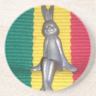 Bunny in Rasta Colours: A Touch of Groovy Coaster