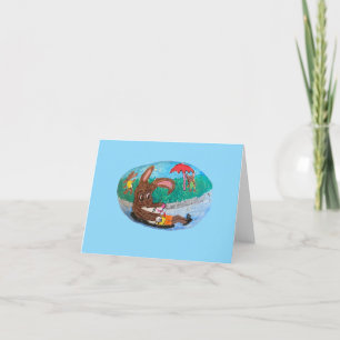 Bunny 🐰 In Swimming Pool Holiday Card