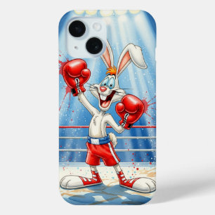 Bunny in the Boxing Ring, by Natasha Us   iPhone 15 Case