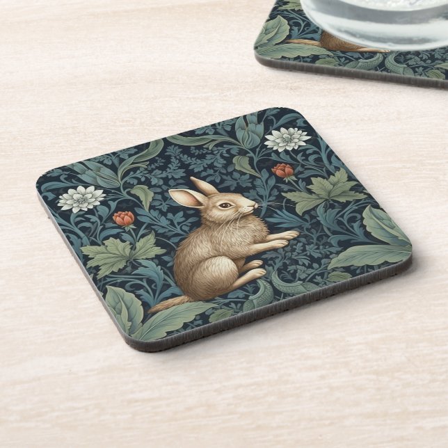 Bunny in the forest art nouveau coaster (Left Side)