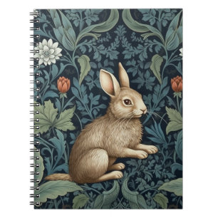 Bunny in the forest art nouveau notebook