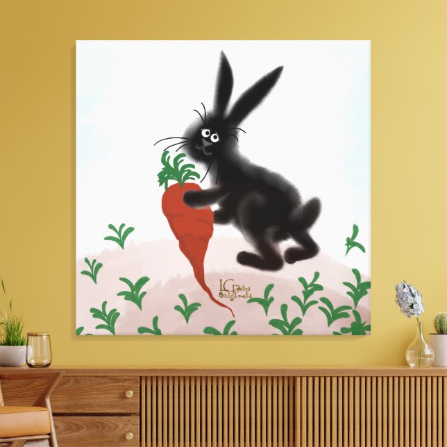 Bunny in the Garden Stretched Canvas Print (Insitu(LivingRoom))