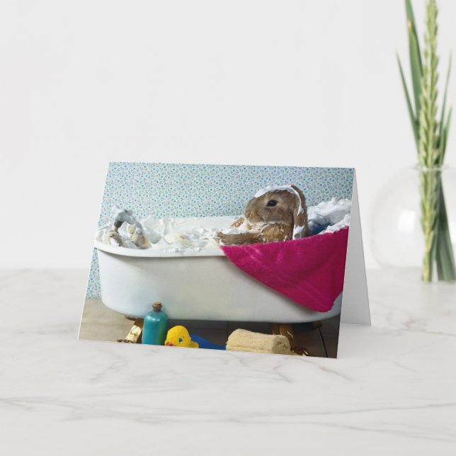 Bunny In the Tub Mother's Day Card (Front)