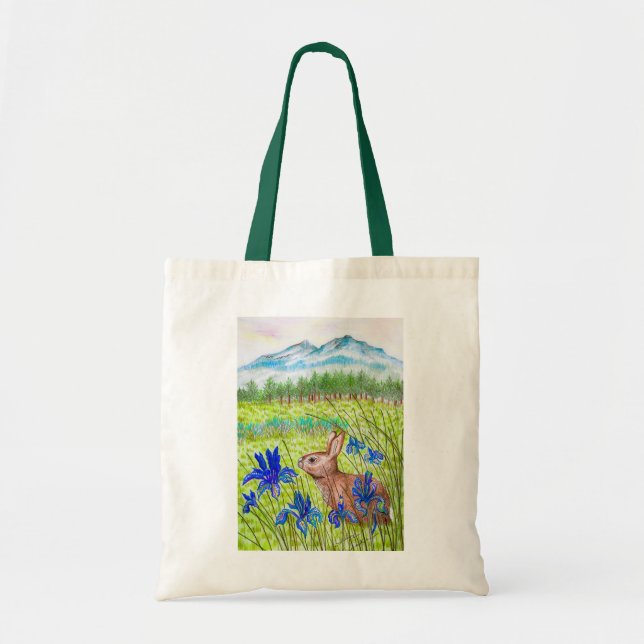 Bunny Iris Meadow Tote Bag (Front)