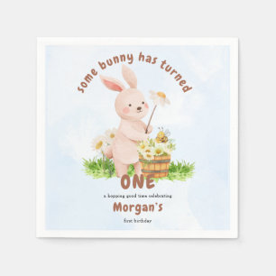 Bunny Is Turning One Cute Baby Rabbit 1st Birthday Napkin