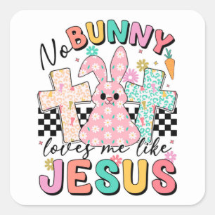 Bunny Jesus Easter Delight Square Sticker