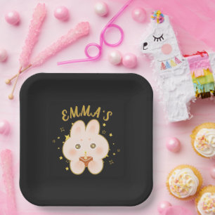 Bunny Kids Birthday Paper Plates Editable