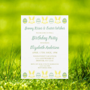 Bunny Kisses & Easter Wishes Birthday Invitation