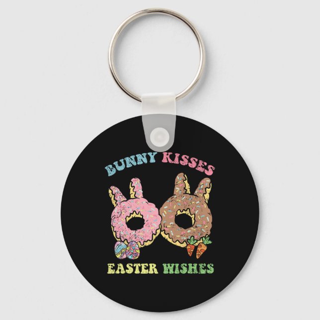 Bunny Kisses Easter Wishes Bunny Doughnut Egg Hunt Key Ring (Front)