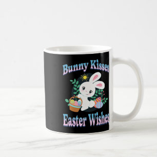 Bunny Kisses Easter Wishes Cute Easter Bunny Eggs  Coffee Mug