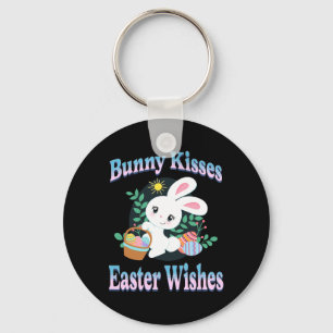 Bunny Kisses Easter Wishes Cute Easter Bunny Eggs  Key Ring