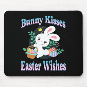Bunny Kisses Easter Wishes Cute Easter Bunny Eggs  Mouse Mat