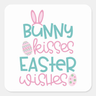bunny kisses Easter wishes Square Sticker