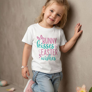 Bunny Kisses Easter Wishes T-Shirt for Girls