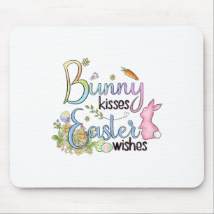 Bunny Kisses Easter Wishes Tee Gift Mouse Mat