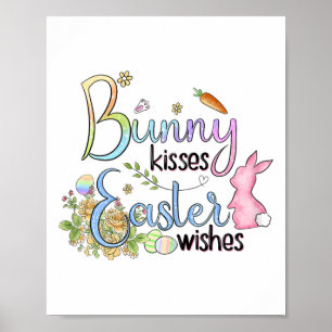 Bunny Kisses Easter Wishes Tee Gift Poster