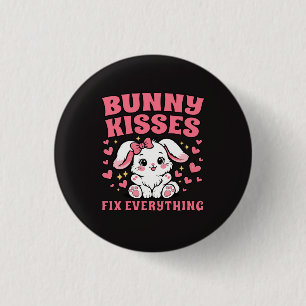 Bunny Kisses Fix Everything - Cute Bunny Design 3 Cm Round Badge