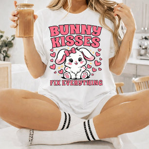 Bunny Kisses Fix Everything - Cute Bunny Design T-Shirt