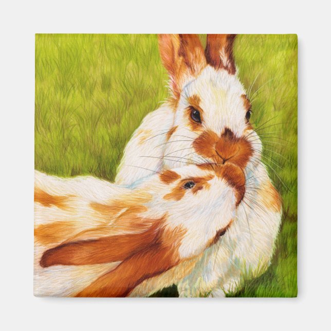 Bunny Kisses Rabbit Magnet (Front)