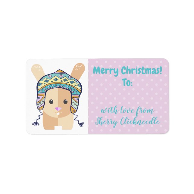 Bunny knitting crochet winter hat Christmas Label (Front)