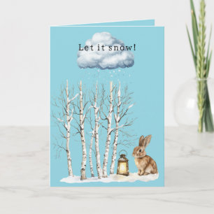 Bunny Lantern Snowflakes Christmas Let it Snow  Card